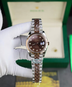 Đồng hồ Rolex DateJust 126331 mặt chocolate cọc số đính đá Replica 11 nhà máy Clean 41mm (2)