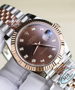 Đồng hồ Rolex DateJust 126331 mặt chocolate cọc số đính đá Replica 11 nhà máy Clean 41mm (2)