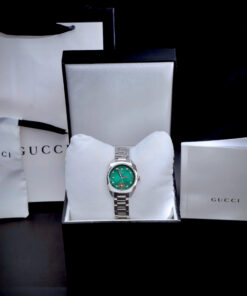 Đồng hồ Gucci Interlocking mặt xanh green dây kim loại like auth 29mm