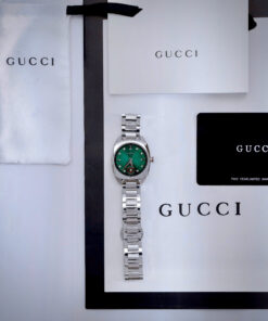 Đồng hồ Gucci Interlocking mặt xanh green dây kim loại like auth 29mm