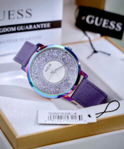 Đồng hồ Guess nữ GW0529L4 mặt số họa tiết bông hoa tím Like Auth 39mm