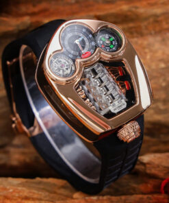 Đồng hồ Jacob & Co Bugatti vàng hồng dây cao su fake cao cấp 52mm x 44mm