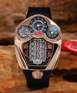 Đồng hồ Jacob & Co Bugatti vàng hồng dây cao su fake cao cấp 52mm x 44mm