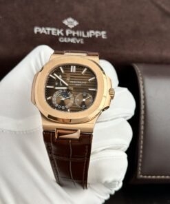 Đồng hồ Patek Philippe Nautilus 5712 Rep 11 mặt nâu dây da nhà máy GR 40mm (2)