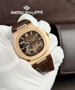 Đồng hồ Patek Philippe Nautilus 5712 Rep 11 mặt nâu dây da nhà máy GR 40mm (2)