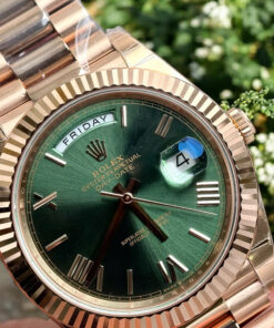Đồng hồ Rolex Day-Date Fake 1 1 mặt xanh lá cây dây đeo President 40mm (2)