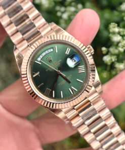 Đồng hồ Rolex Day-Date Fake 1 1 mặt xanh lá cây dây đeo President 40mm (2)