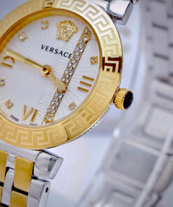 Đồng hồ Versace Greca Icon mặt đính đá demi vàng like auth 36mm