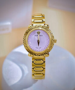 Đồng hồ Versace Greca Twist VE6I00623 vàng gold mặt tím like auth 32mm