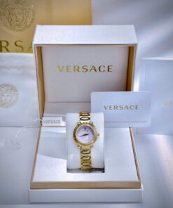 Đồng hồ Versace Greca Twist VE6I00623 vàng gold mặt tím like auth 32mm