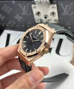 Đồng hồ Audemars Piguet Chế Tác Royal Oak 15500 mặt đen dây cao su nhà máy APS 41mm (1)