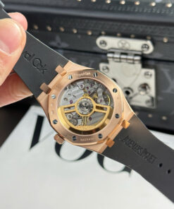 Đồng hồ Audemars Piguet Chế Tác Royal Oak 15500 mặt đen dây cao su nhà máy APS 41mm (1)