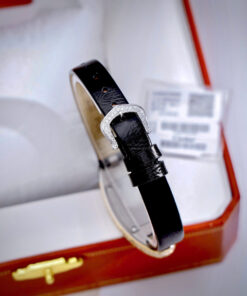 Đồng hồ Cartier Baignoire Allongée nữ dây da đính đá like auth 21x47mm