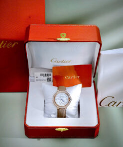 Đồng hồ Cartier Ballon Bleu đính đá mặt xà cừ dây da like auth 36mm