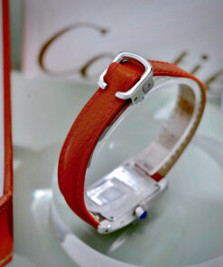 Đồng hồ Cartier Tank Américaine dây da đỏ mặt chữ nhật super fake 34mmx20mm