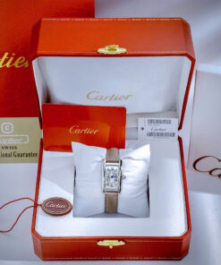 Đồng hồ Cartier Tank Américaine dây da mặt chữ nhật super fake 34mmx20mm