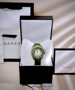 Đồng hồ Gucci Dive Rubber unisex dây cao su xanh green like auth 40mm