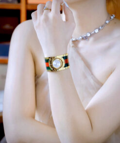 Đồng hồ Gucci Twirl like auth dạng lắc tay king gold mix màu xanh đỏ 25mm