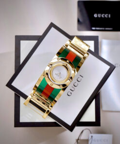 Đồng hồ Gucci Twirl like auth dạng lắc tay king gold mix màu xanh đỏ 25mm