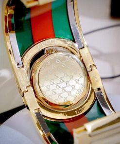 Đồng hồ Gucci Twirl like auth dạng lắc tay king gold mix màu xanh đỏ 25mm