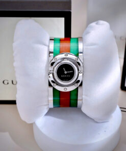 Đồng hồ Gucci Twirl like auth dạng lắc tay mix màu xanh đỏ 25mm