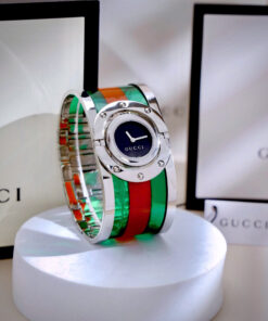 Đồng hồ Gucci Twirl like auth dạng lắc tay mix màu xanh đỏ 25mm