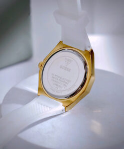 Đồng hồ Guess Octagonal Ladies dây cao su trắng đính đá fake cao cấp 36mm