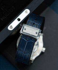 Đồng hồ Hublot Classic Fusion Rep 11 đính đá ruby 7 màu mặt xanh blue xưởng JJF 42mm (2)