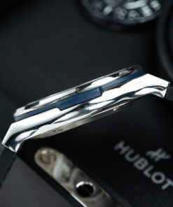 Đồng hồ Hublot Classic Fusion Rep 11 đính đá ruby 7 màu mặt xanh blue xưởng JJF 42mm (2)