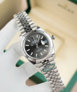 Đồng hồ Rolex DateJust Chế Tác nam mặt xám cọc số dạ quang Clean 41mm (2)