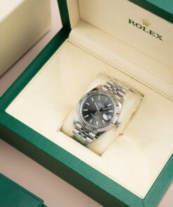 Đồng hồ Rolex DateJust Chế Tác nam mặt xám cọc số dạ quang Clean 41mm (2)