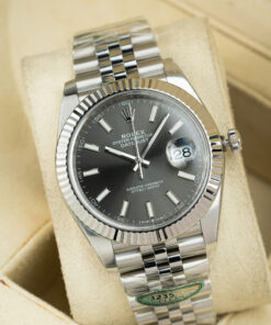 Đồng hồ Rolex DateJust Chế Tác nam mặt xám cọc số dạ quang Clean 41mm (2)