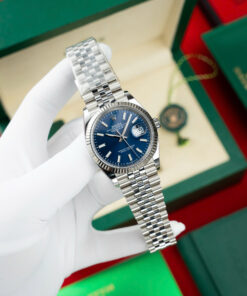 Đồng hồ Rolex DateJust Replica 11 nam mặt xanh blue cọc số dạ quang Clean 41mm (16)