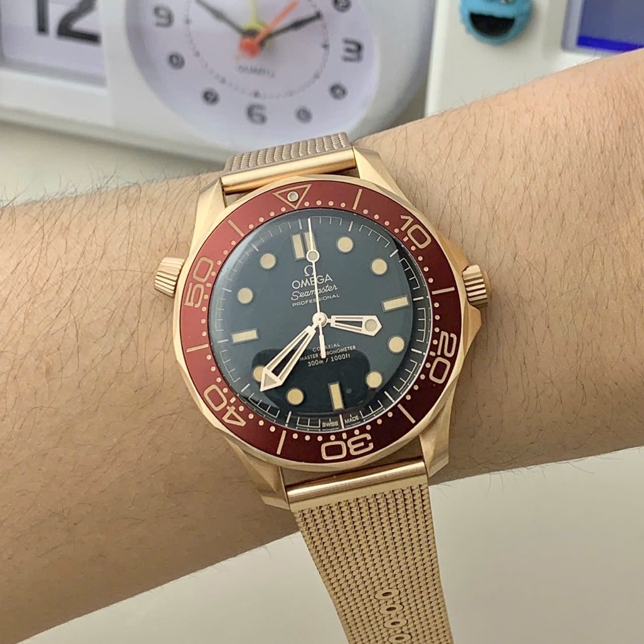 Đồng hồ Seamaster Diver 300M Bronze Gold chế tác cao cấp nhất viền đỏ nhà máy VS 42mm (6) Đồng hồ Seamaster Diver 300M Bronze Gold chế tác cao cấp nhất viền đỏ nhà máy VS 42mm