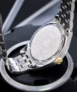 Đồng hồ Versace Greca Time GMT nam dây kim loại cọc số dạ quang 41mm