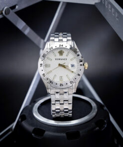 Đồng hồ Versace Greca Time GMT nam dây kim loại cọc số dạ quang 41mm