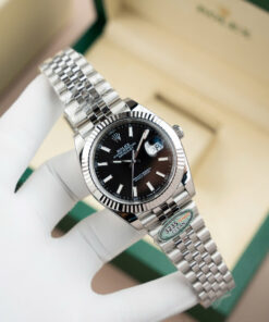 Đồng hồ nam Rolex DateJust Replica 11 mặt đen cọc số dạ quang Clean 41mm (2)
