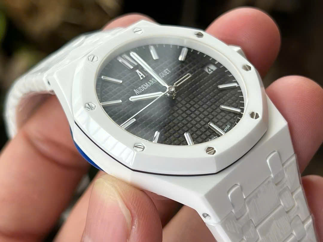 Đồng hồ Audemars Piguet Royal Oak Replica 11 chế tác vỏ gốm trắng 41mm (2)