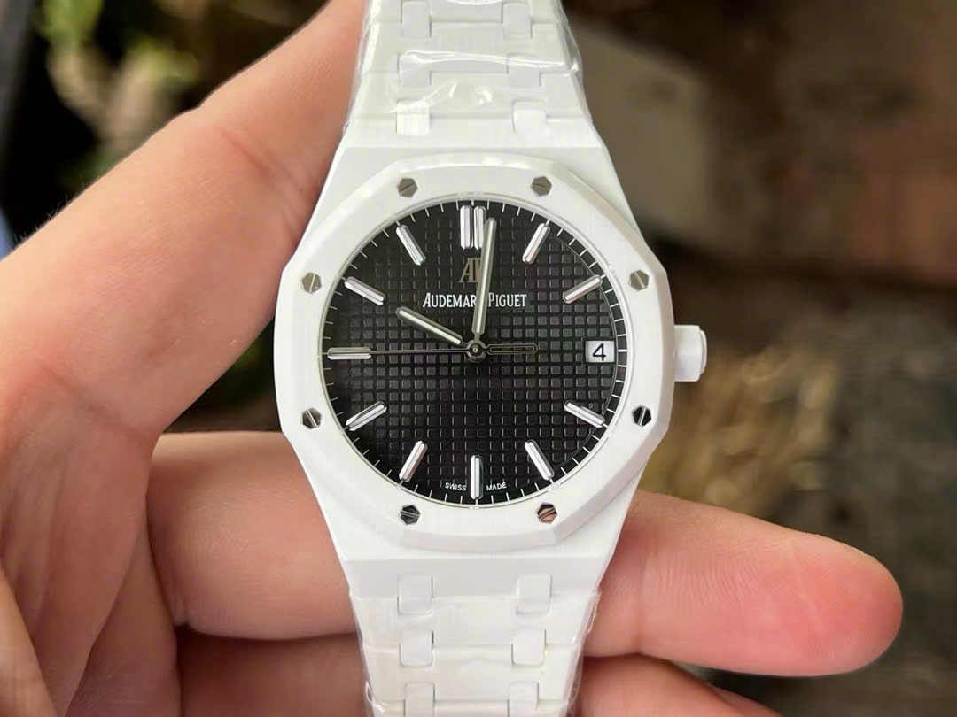 Đồng hồ Audemars Piguet Royal Oak Replica 11 chế tác vỏ gốm trắng 41mm (7)