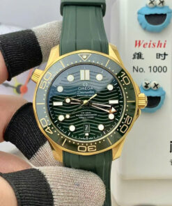 Đồng hồ Omega Seamaster Diver 300M Rep 11 dây cao su màu xanh lá xưởng VS 42mm (1)
