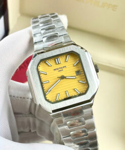 Đồng hồ Patek Philippe 5821/1A Cubitus mặt vàng máy cơ nhật giá rẻ fake cao cấp 43mm