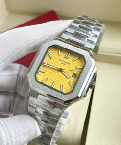 Đồng hồ Patek Philippe 5821/1A Cubitus mặt vàng máy cơ nhật giá rẻ fake cao cấp 43mm