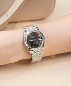 Đồng hồ Rolex DateJust Lady Replica 11 mặt đen cọc số la mã 31mm (2)