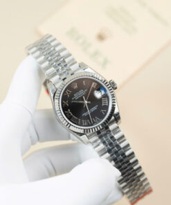 Đồng hồ Rolex DateJust Lady Replica 11 mặt đen cọc số la mã 31mm (2)