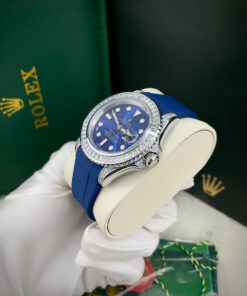 Đồng hồ Rolex Submariner nam niềng đá dây cao su xanh blue Fake cao cấp 40mm