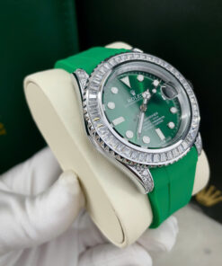 Đồng hồ Rolex Submariner nam niềng đá dây cao su xanh lá Fake cao cấp 40mm