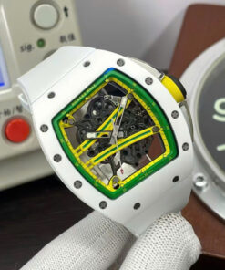 Đồng Hồ Richard Mille RM61-01 Yohan Blake Gốm Trắng Replica Cao Cấp 43x50mm (1)