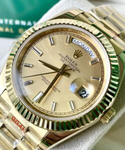 Đồng Hồ Rolex Day - Date ZF nam vàng gold máy Miyota Nhật Fake 11 40mm