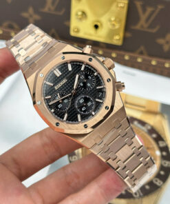 Đồng hồ Audemars Piguet Royal Oak 26240 Replica 11 mạ vàng hồng mặt đen xưởng APS 41mm (14)