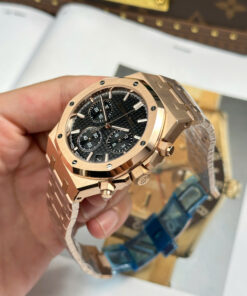 Đồng hồ Audemars Piguet Royal Oak 26240 Replica 11 mạ vàng hồng mặt đen xưởng APS 41mm (14)
